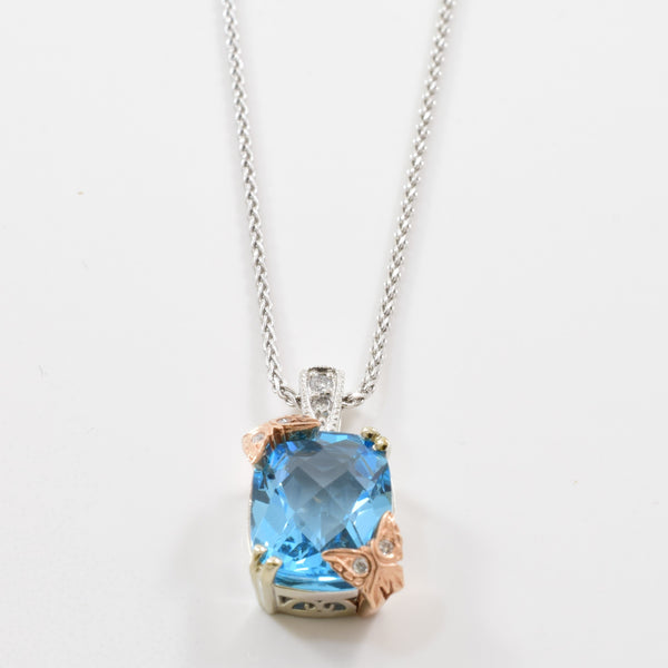 Blue Topaz & Diamond Butterfly Necklace | 0.05ctw, 4.50ct | 18