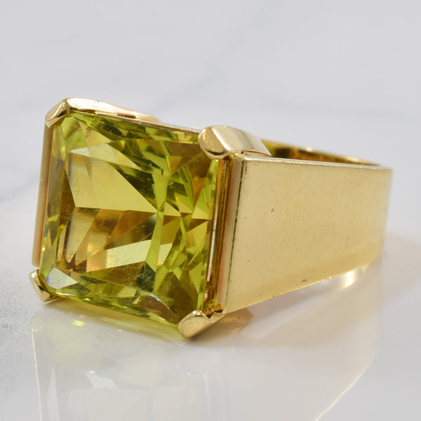 Radiant Square Lemon Quartz Cocktail Ring | 16.00 ct | SZ 7.75 |