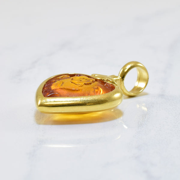 Carved Amber Cabochon Heart Pendant | 2.00ct |