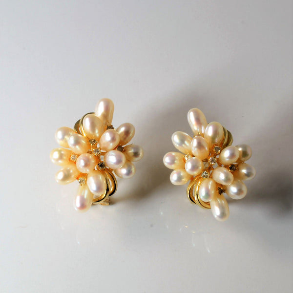 Pearl Cluster Earrings | 0.14ctw |