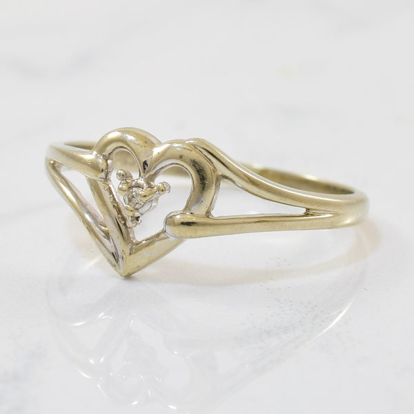 Split Shank Solitaire Diamond Heart Ring | 0.005ct | SZ 7 |