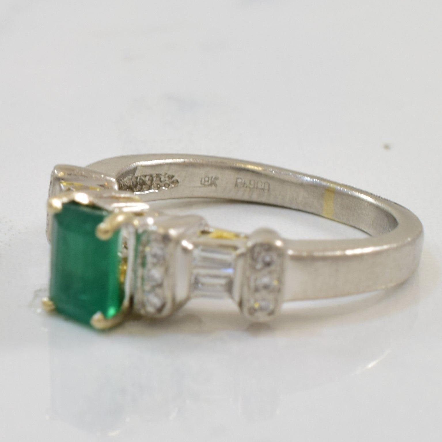 Emerald & Diamond Engagement Ring | 0.60ct, 0.16ctw | SZ 3.75 |