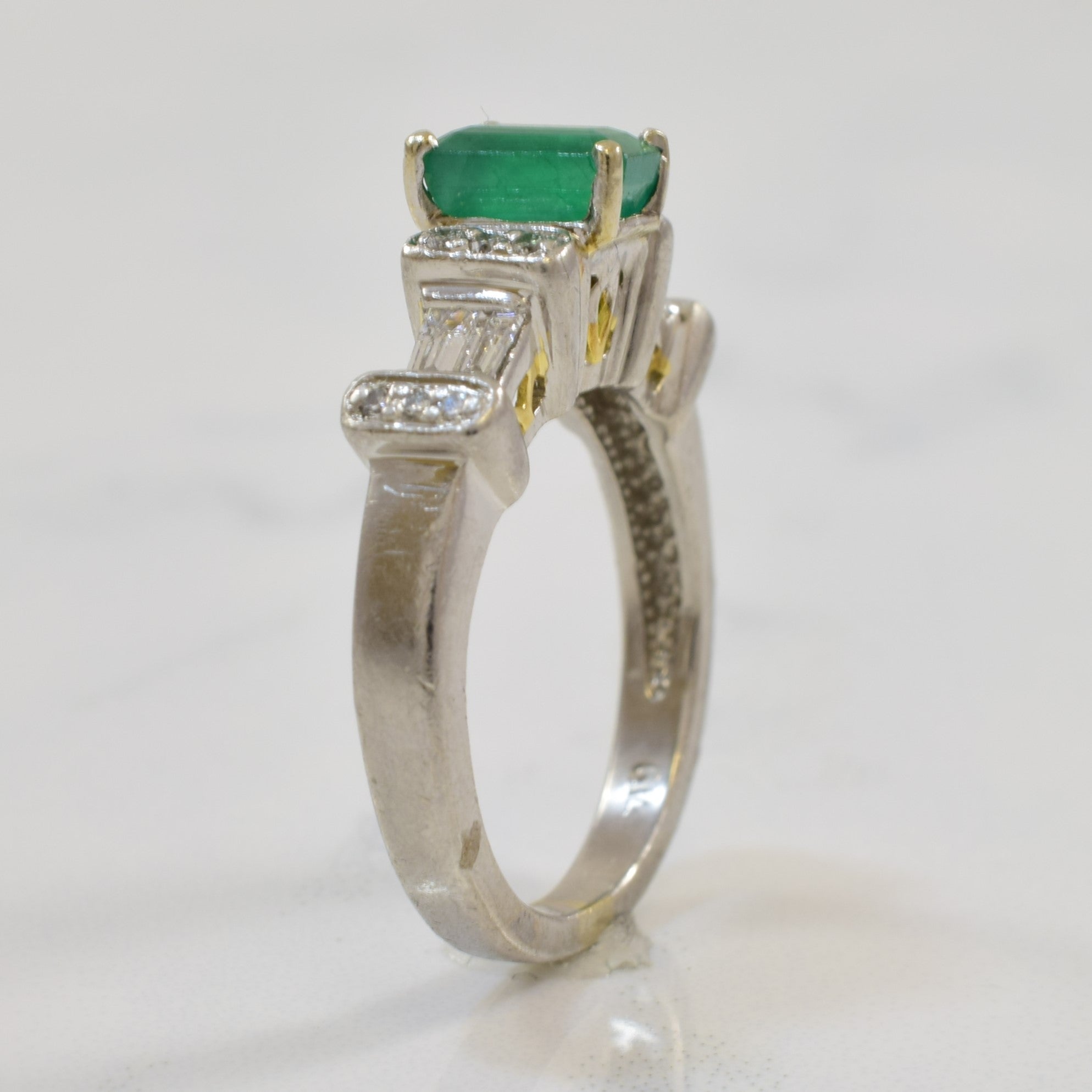 Emerald & Diamond Engagement Ring | 0.60ct, 0.16ctw | SZ 3.75 |