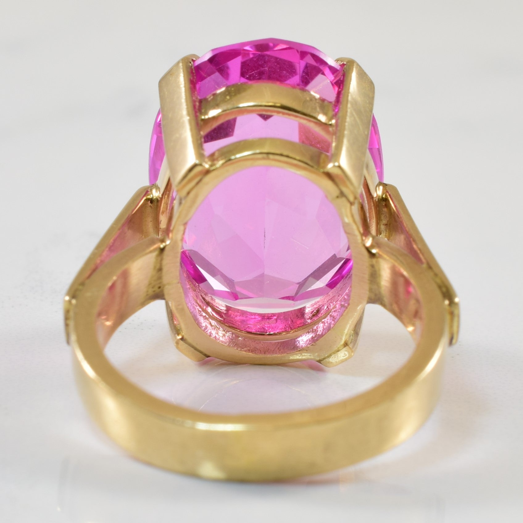 Solitaire Synthetic Pink Sapphire Ring | 15.0ct | SZ 5 |