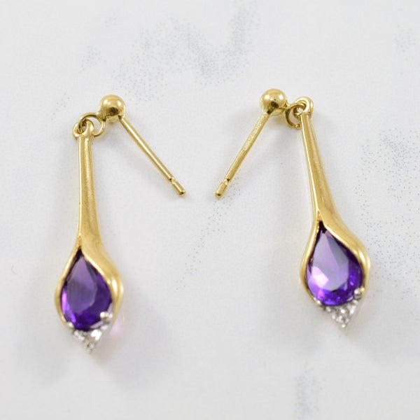 Amethyst & Diamond Drop Earrings | 0.01ctw, 1.40ctw |