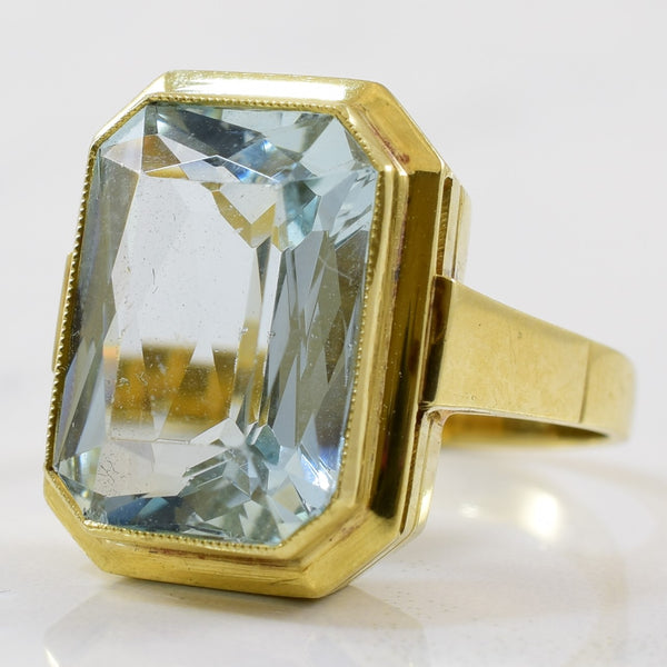 Radiant 1960s Aquamarine Cathedral Ring | 6.34ct | SZ 7 |