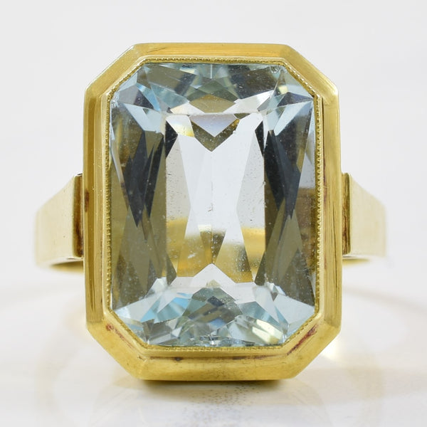 Radiant 1960s Aquamarine Cathedral Ring | 6.34ct | SZ 7 |