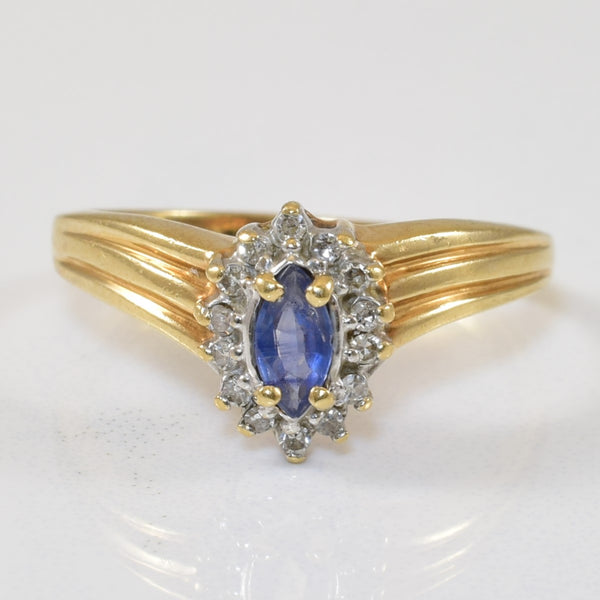 Blue Sapphire & Diamond Chevron Ring | 0.22ct, 0.07ctw | SZ 8 |