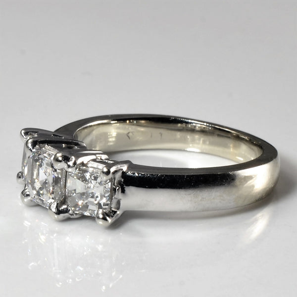 Asscher Cut Three Stone Engagement Ring | 0.99ctw | SZ 3.75 |