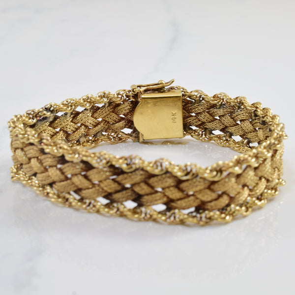 14k Yellow Gold Braided Bracelet | 7