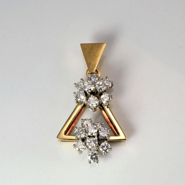 Cluster Diamond Triangle Gold Pendant | 1.19 ctw |