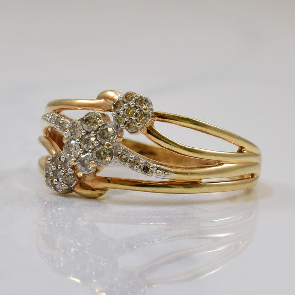 Floral Cluster Diamond Split Shank Ring | 0.25ctw | SZ 7.5 |