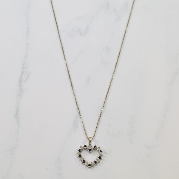 Sapphire & Diamond Heart Necklace | 0.12ctw, 0.05ctw | 20