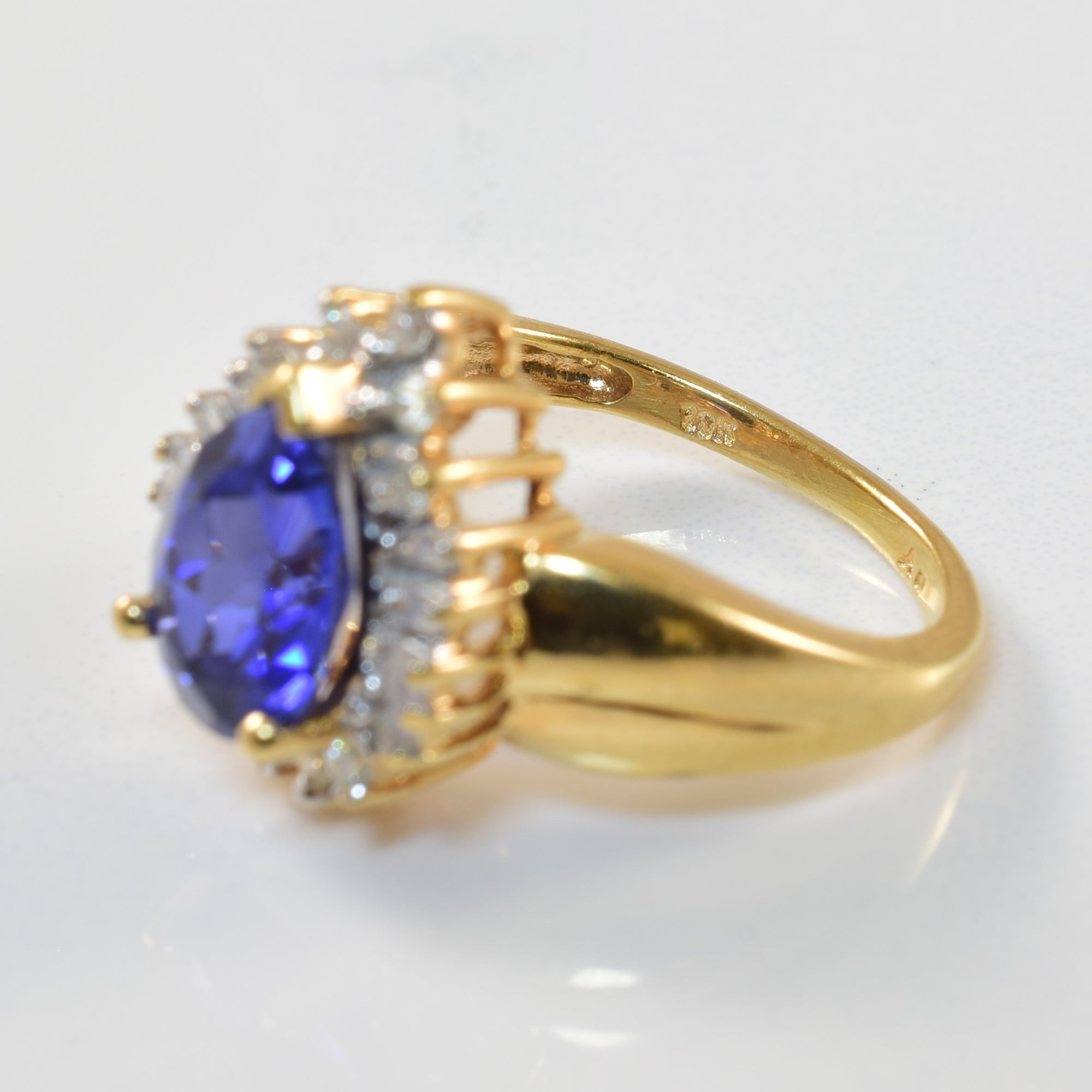 Pear Cut Synthetic Sapphire & Diamond Ring | 2.50ct, 0.20ctw | SZ 3.25 |