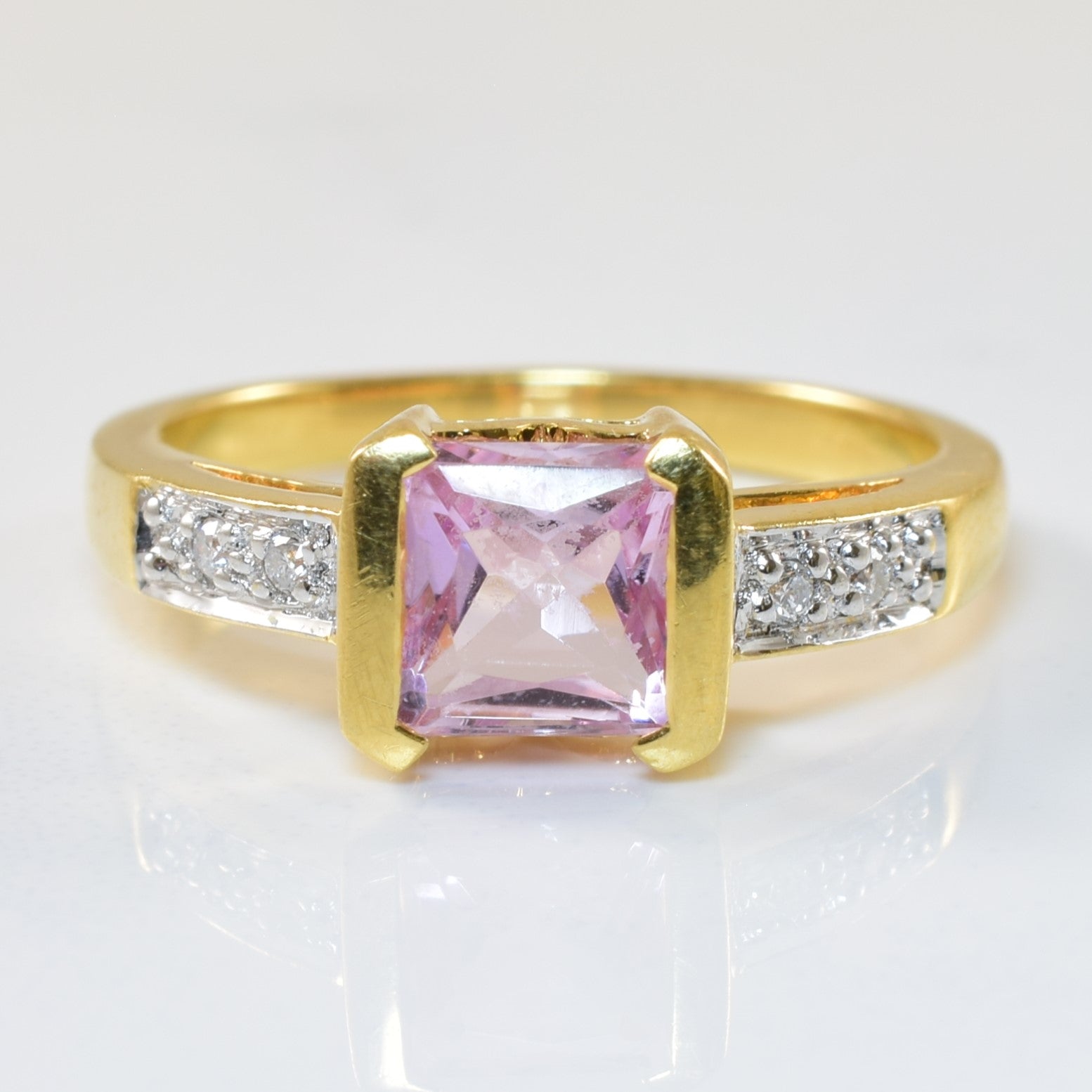 Pink Topaz & Diamond Ring | 1.30ct, 0.04ctw | SZ 7 |