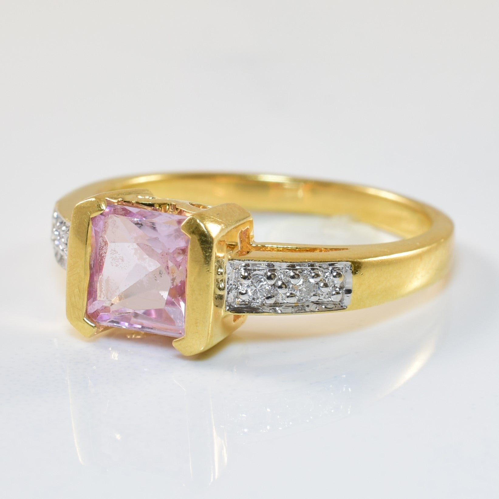 Pink Topaz & Diamond Ring | 1.30ct, 0.04ctw | SZ 7 |