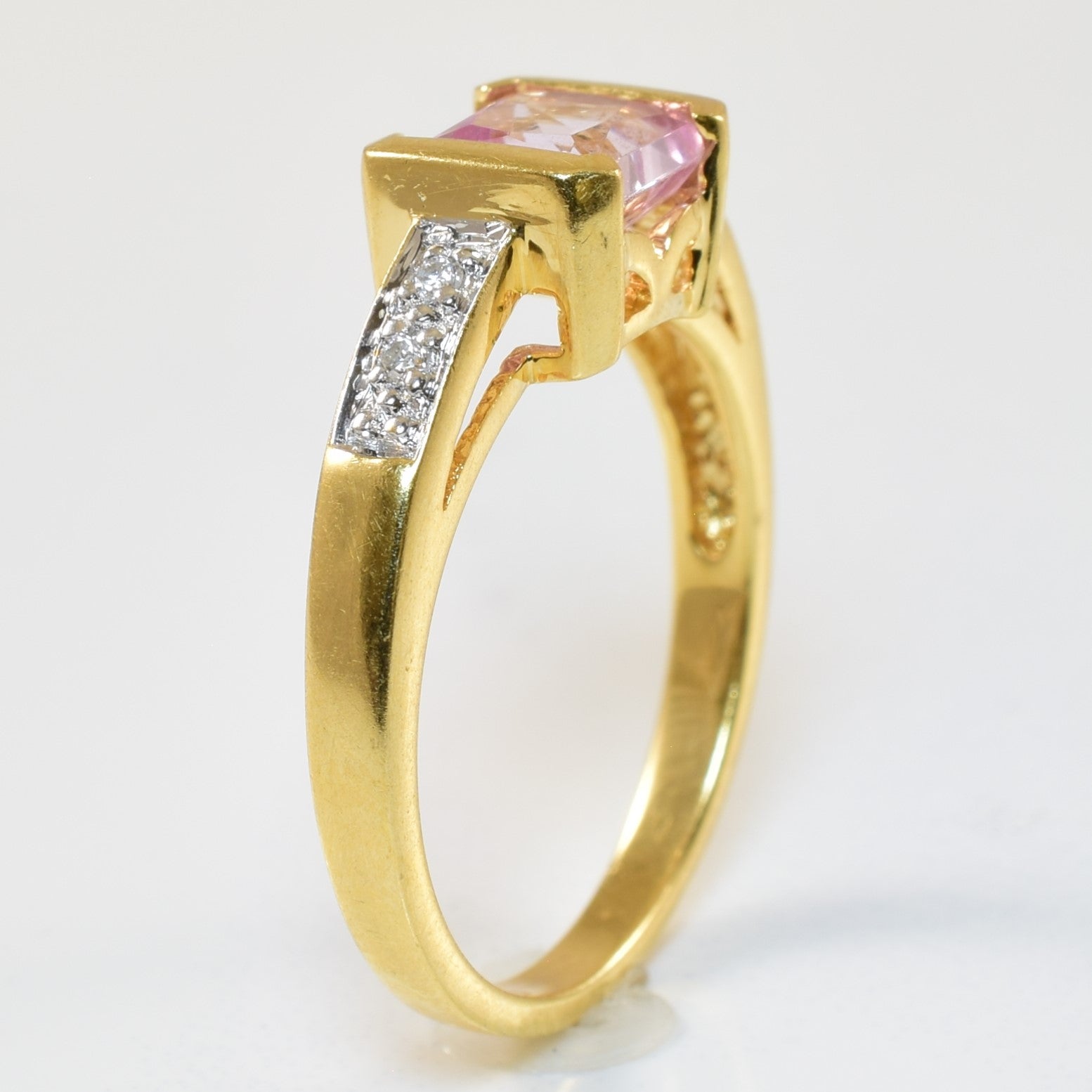 Pink Topaz & Diamond Ring | 1.30ct, 0.04ctw | SZ 7 |