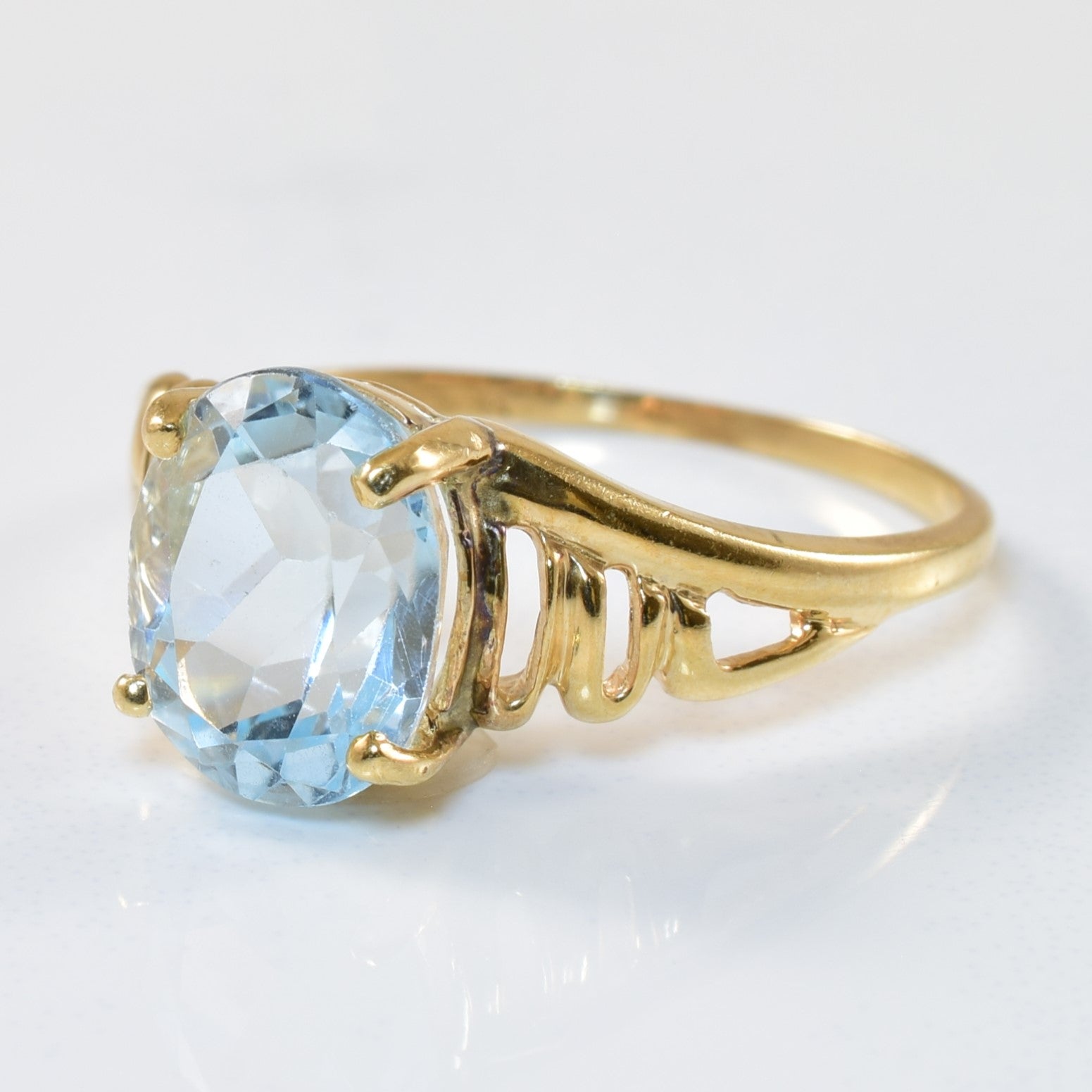 Oval Blue Topaz Twist Ring | 3.75ct | SZ 8.25 |