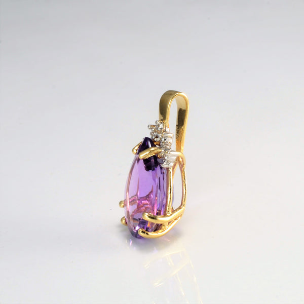 Amethyst & Diamond Drop Pendant | 0.02 ctw |