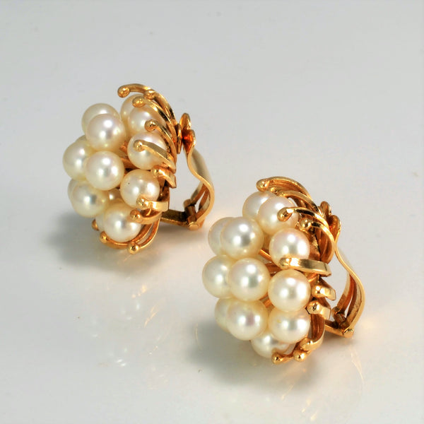 Cluster Multi Pearl Clip Earrings