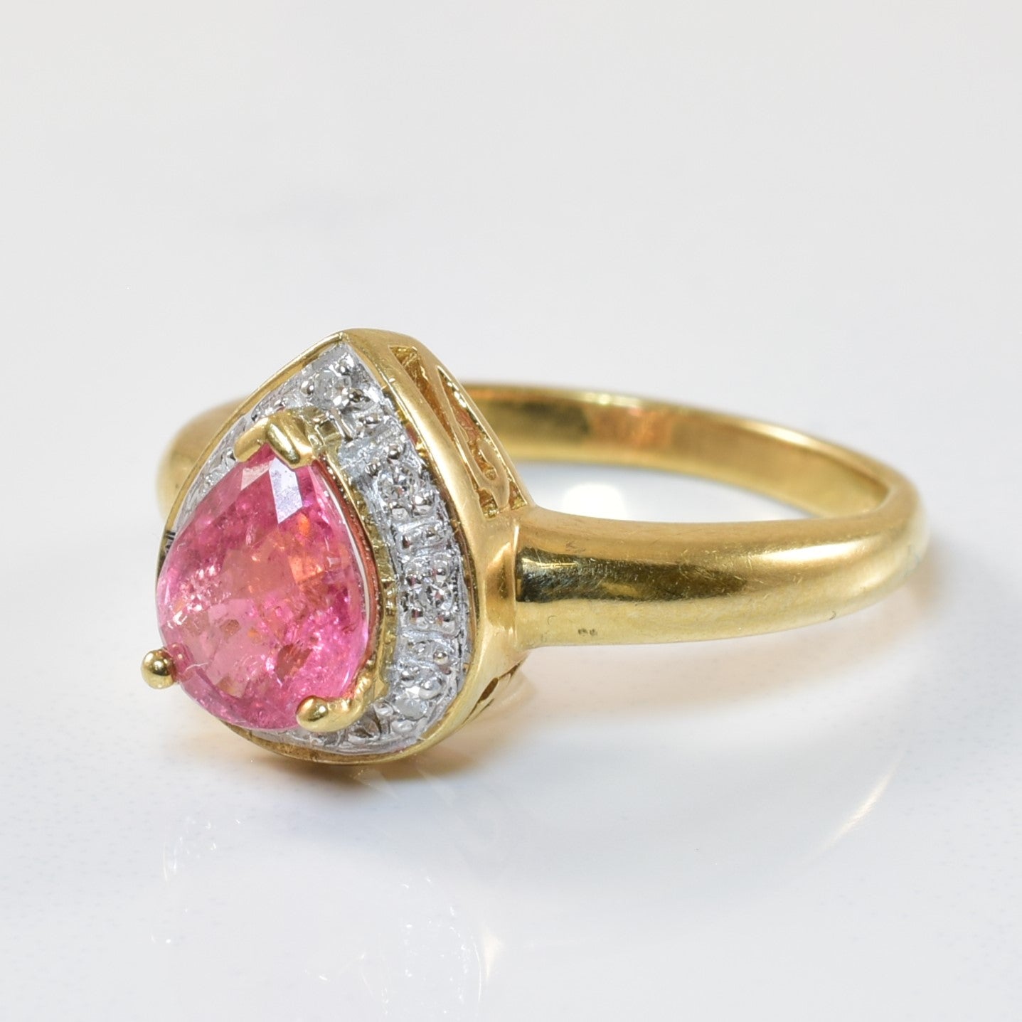 Pink Tourmaline & Diamond Halo Ring | 1.20ct, 0.04ctw | SZ 6.75 |