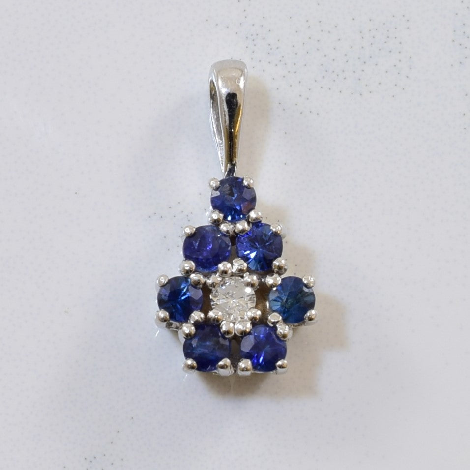 Diamond & Sapphire Tear Drop Cluster Pendant | 0.60ctw, 0.05ct |