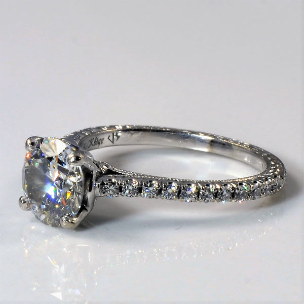 Pave Band Diamond Engagement Ring | 1.42ctw | SZ 4 |