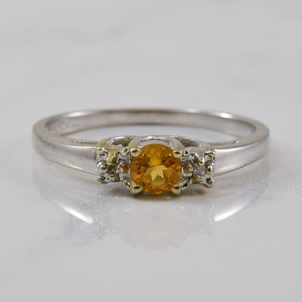 Three Stone Citrine & Diamond Ring | 0.25ct, 0.01ctw | SZ 7 |