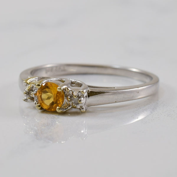 Three Stone Citrine & Diamond Ring | 0.25ct, 0.01ctw | SZ 7 |