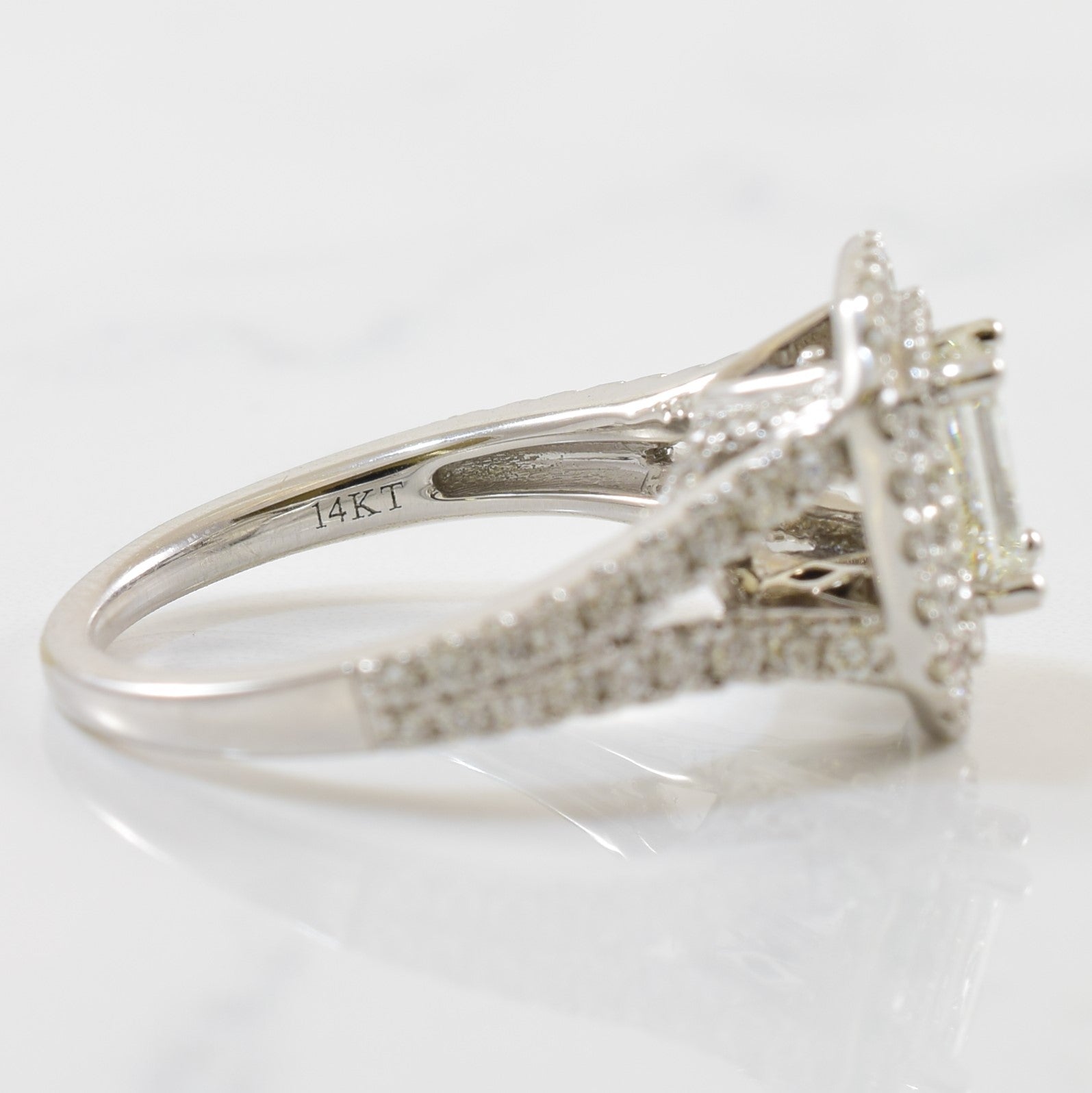 'Vera Wang' Emerald Cut Double Halo Diamond Engagement Ring | 0.04ctw, 1.82ctw | SZ 6.5 |