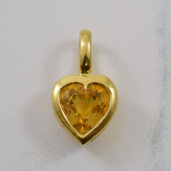 Bezel Set Citrine Heart Pendant | 1.00ct |