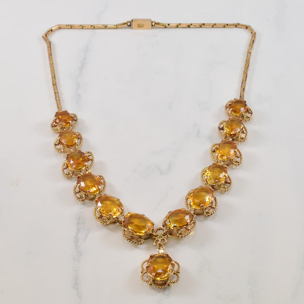 Filigree Citrine Drop Necklace | 45.0ctw | 17