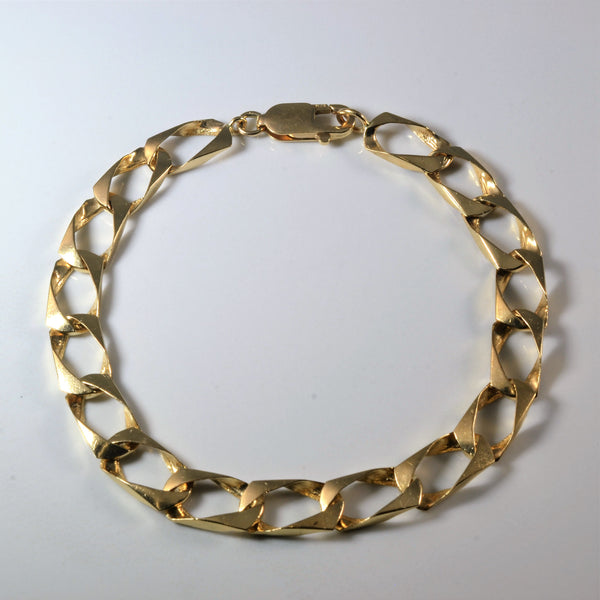 10k Yellow Gold Flat Curb Chain Bracelet | 8.5