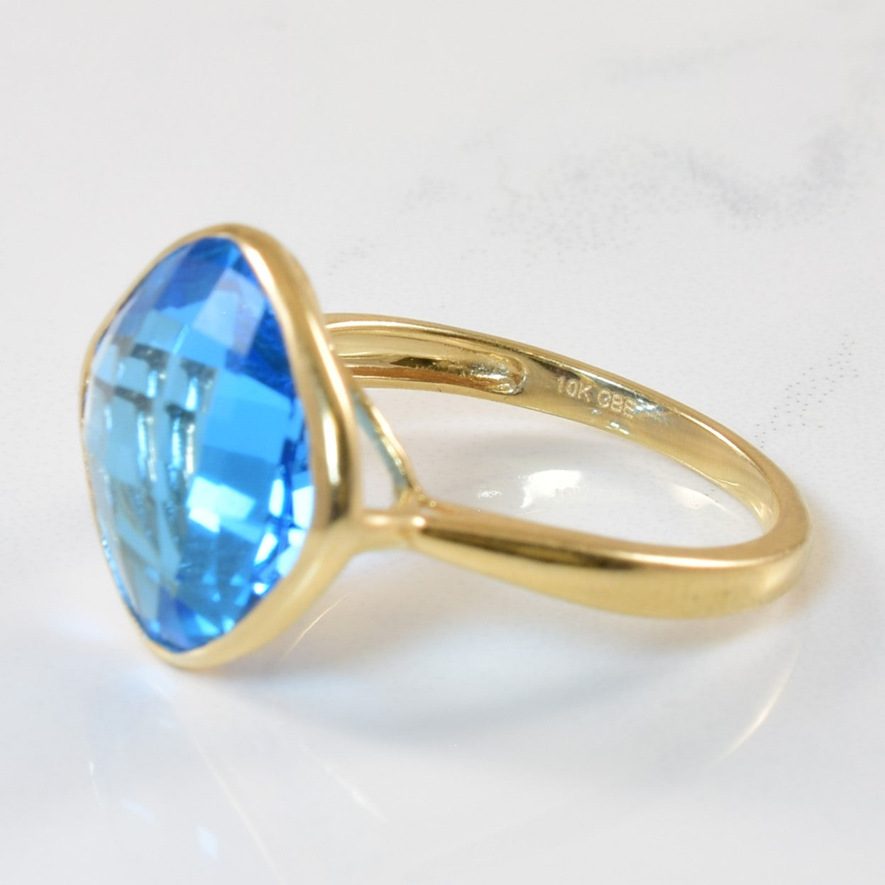 Cushion Cut Blue Topaz Cocktail Ring | 6.50ct | SZ 6.5 |