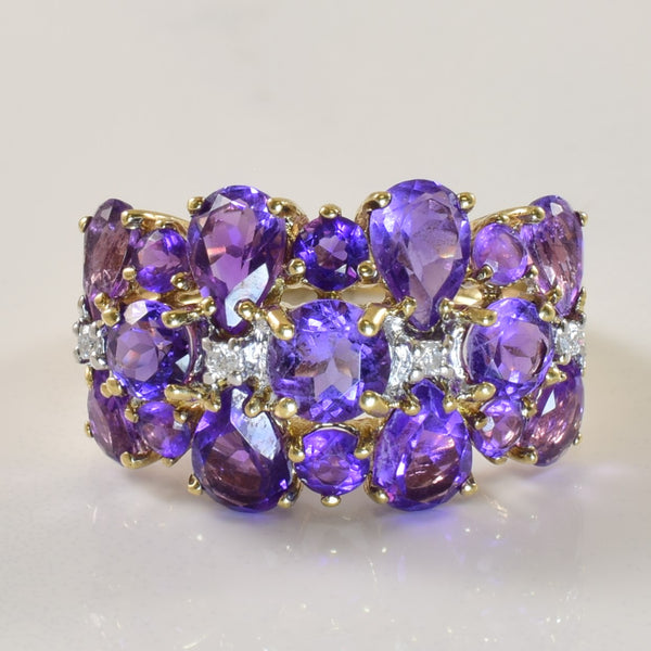 Amethyst & Diamond Cluster Ring | 4.00ctw, 0.04ctw | SZ 6.5 |