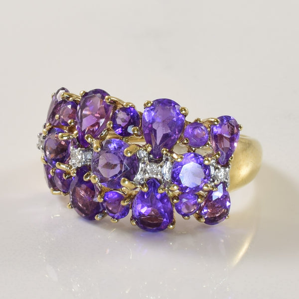 Amethyst & Diamond Cluster Ring | 4.00ctw, 0.04ctw | SZ 6.5 |