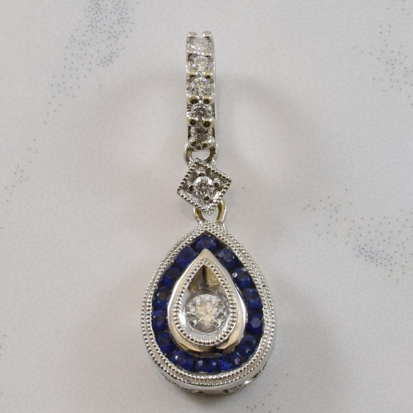 Sapphire & Diamond Filigree Drop Pendant | 0.21ctw, 0.14ctw |