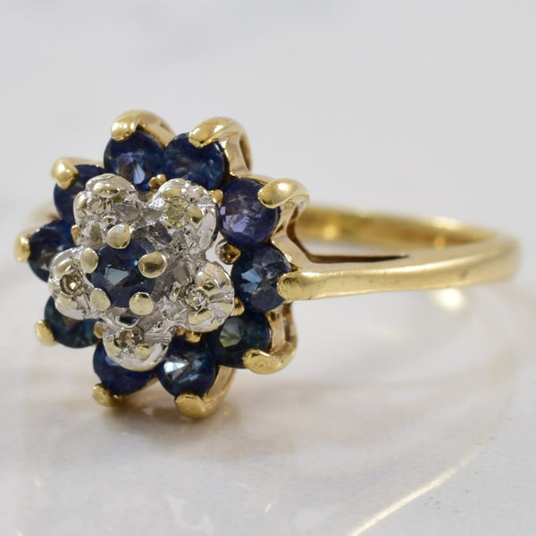 Blue Sapphire & Diamond Halo Ring | 0.01ctw, 0.65ctw | SZ 5.5 |