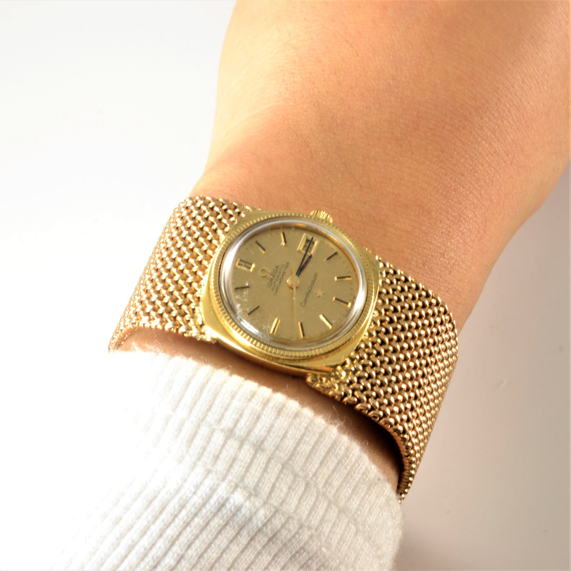 'Omega' 1970s Woven Gold Constellation Watch