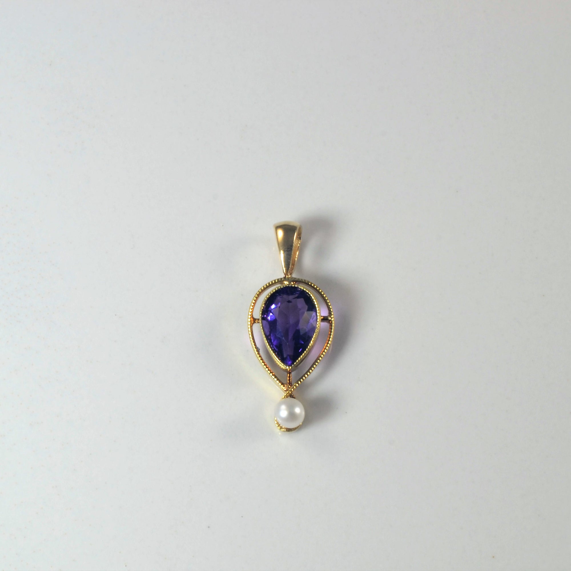 'Bespoke' Edwardian Amethyst & Seed Pearl Pendant | 0.60ct |