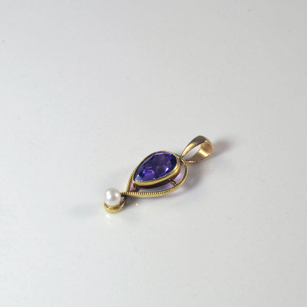 'Bespoke' Edwardian Amethyst & Seed Pearl Pendant | 0.60ct |