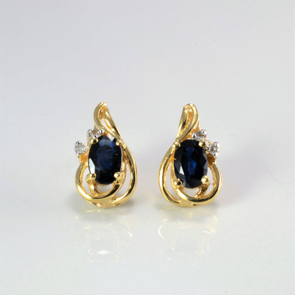 Sapphire & Diamond Stud Earrings | 0.04 ctw |