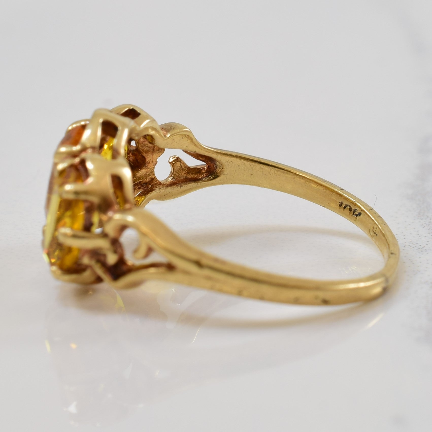 Yellow Sapphire Three Stone Ring | 1.70ctw | SZ 4.5 |