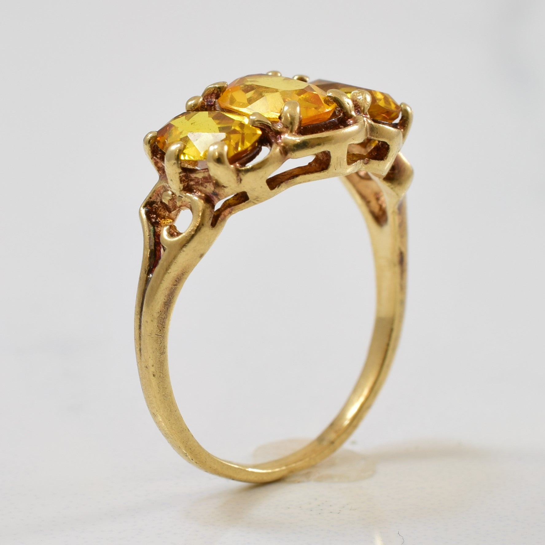 Yellow Sapphire Three Stone Ring | 1.70ctw | SZ 4.5 |