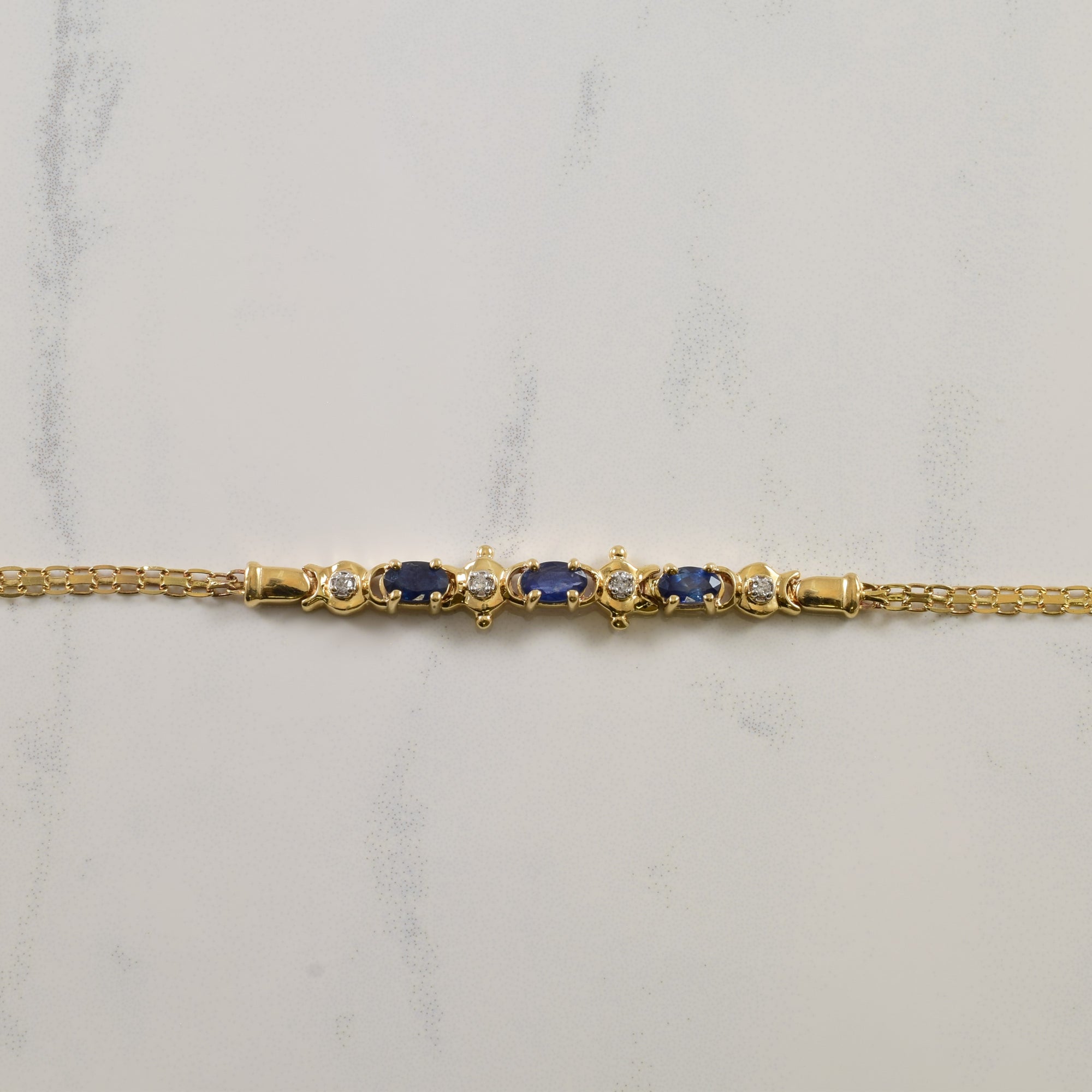 Oval Sapphire & Diamond Bracelet | 1.00ctw, 0.04ctw | 8