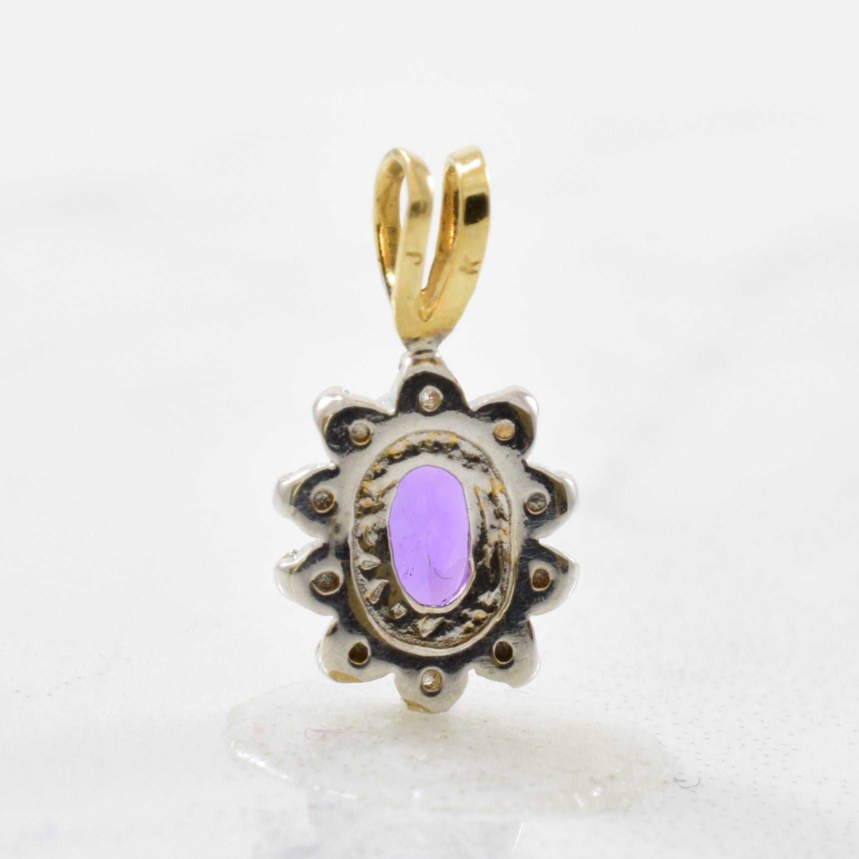 Amethyst & Diamond Halo Pendant | 0.01ctw, 0.20ct |