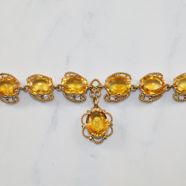 Filigree Citrine Drop Necklace | 45.0ctw | 17