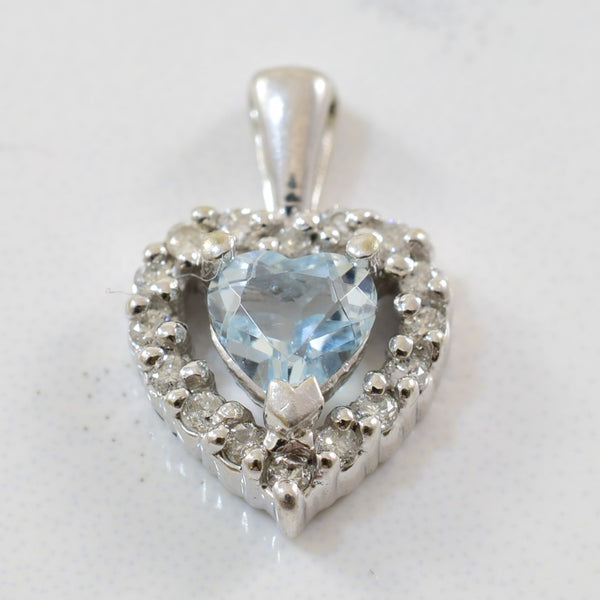 Aquamarine & Diamond Halo Heart Pendant | 0.04ctw, 0.24ct |