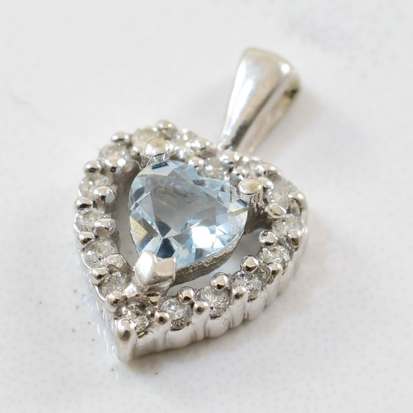 Aquamarine & Diamond Halo Heart Pendant | 0.04ctw, 0.24ct |