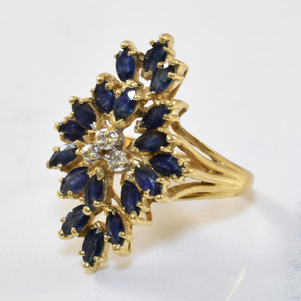 Marquise Sapphire Burst & Diamond Ring | 1.08ctw, 0.03ctw | SZ 5.75 |